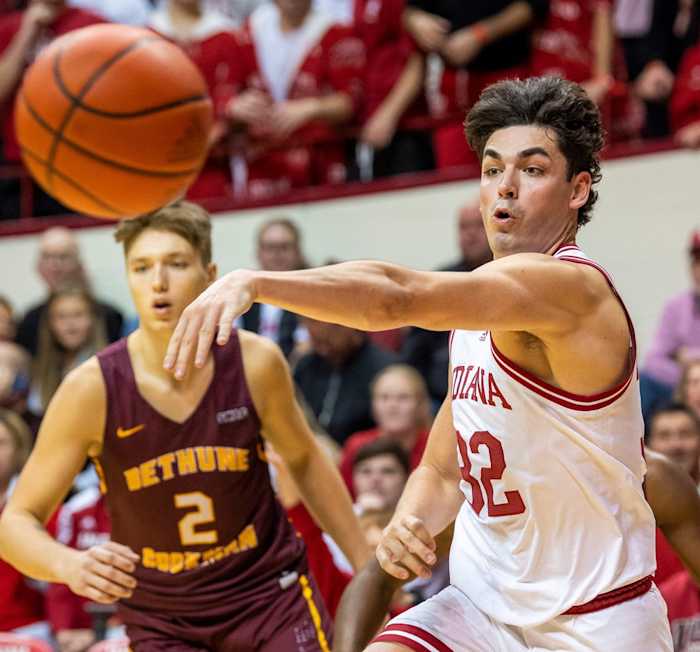 Indiana junior Trey Galloway makes a pass during the Hoosiers' win over Bethune-Cookman. (USA TODAY Sports)